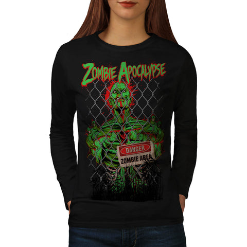 Danger Zombie Area Womens Long Sleeve T-Shirt