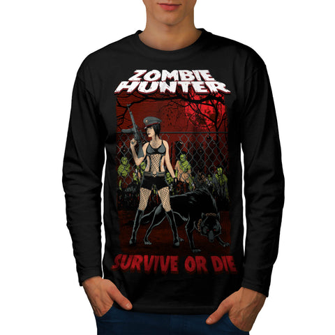 Zombie Hunter Girl Mens Long Sleeve T-Shirt