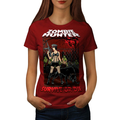 Zombie Hunter Girl Womens T-Shirt