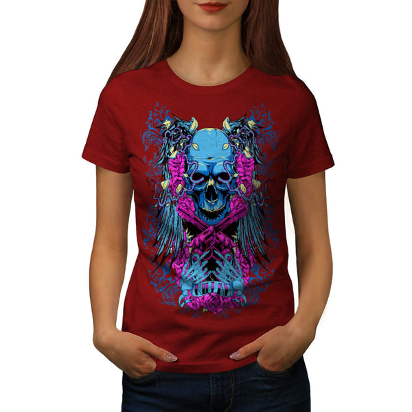 Killer Skull Gun Fear Womens T-Shirt