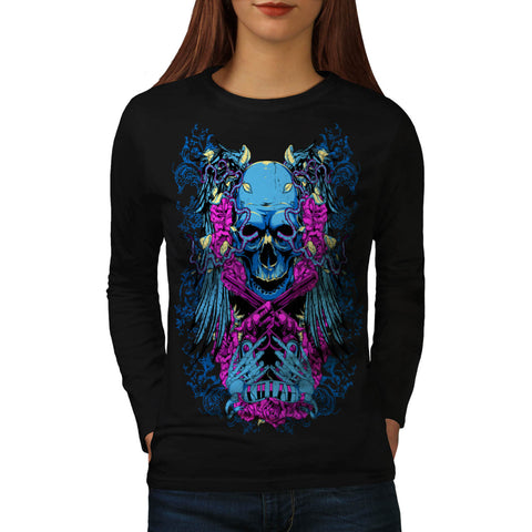 Killer Skull Gun Fear Womens Long Sleeve T-Shirt
