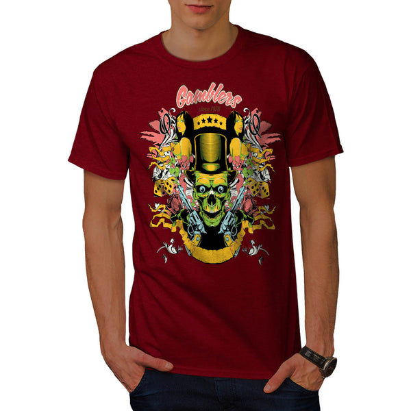 Gambler Vegas Skull Mens T-Shirt