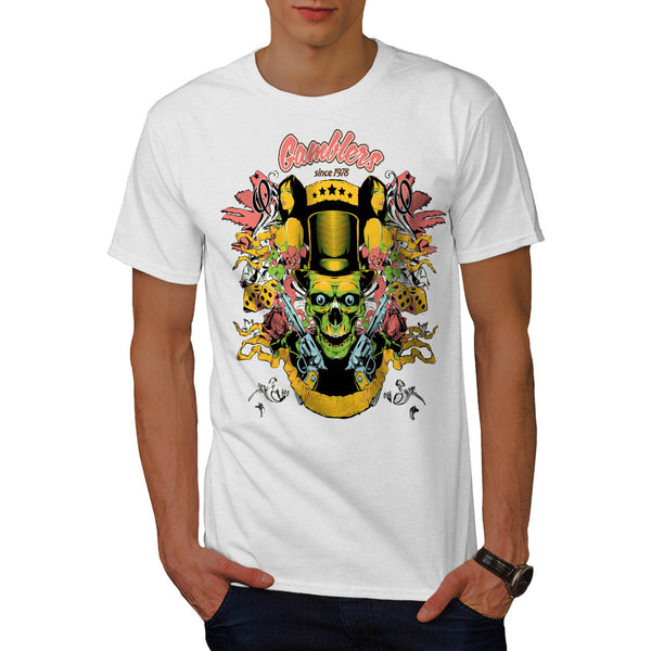 Gambler Vegas Skull Mens T-Shirt