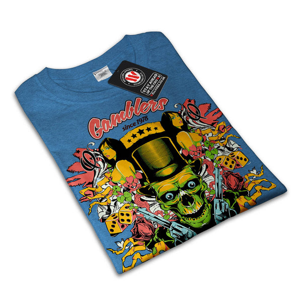Gambler Vegas Skull Womens T-Shirt