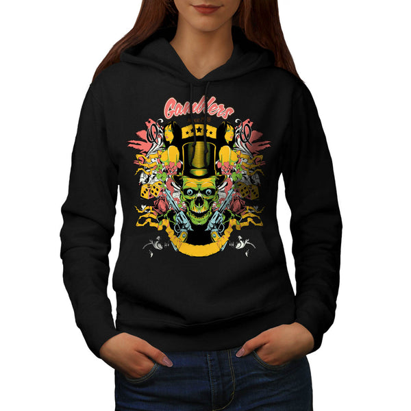 Gambler Vegas Skull Womens Hoodie