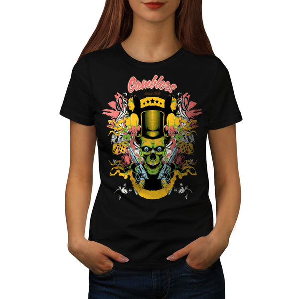 Gambler Vegas Skull Womens T-Shirt