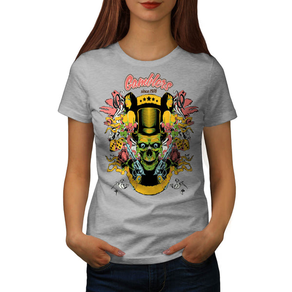 Gambler Vegas Skull Womens T-Shirt