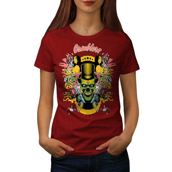 Gambler Vegas Skull Womens T-Shirt