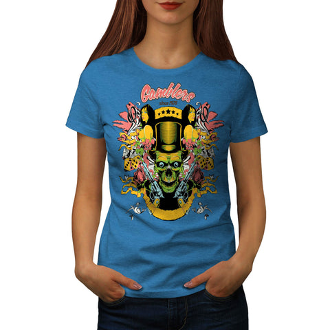 Gambler Vegas Skull Womens T-Shirt