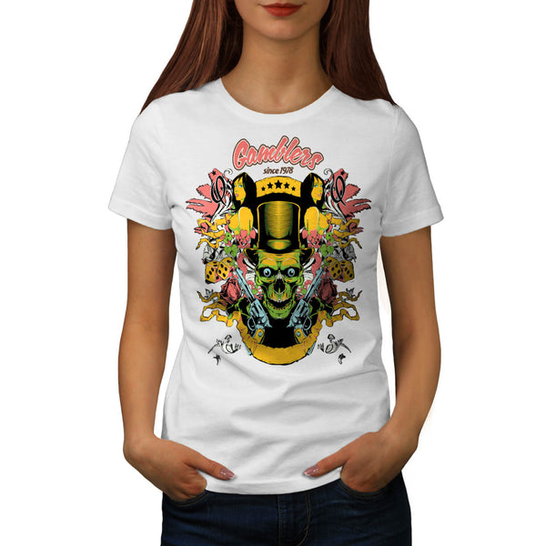 Gambler Vegas Skull Womens T-Shirt