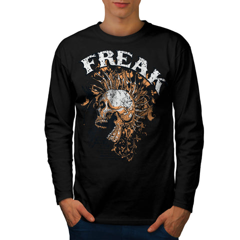 Freak Skull Screaming Mens Long Sleeve T-Shirt