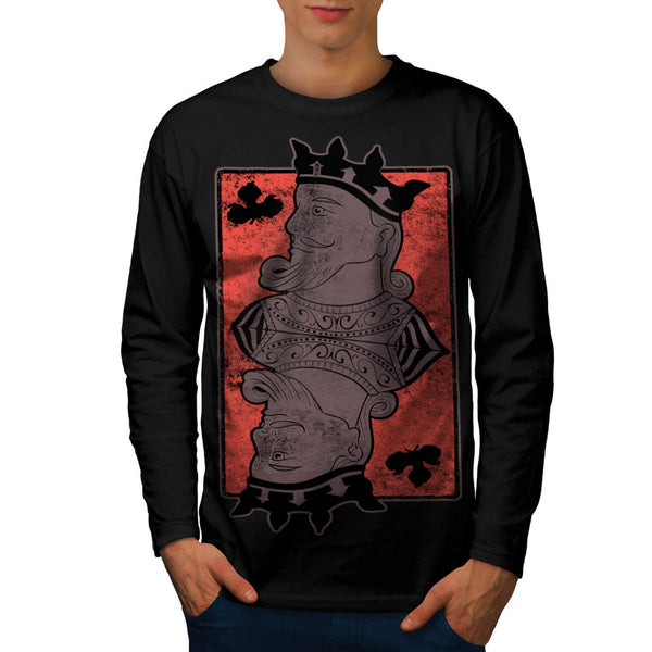 King of Clubs Card Mens Long Sleeve T-Shirt