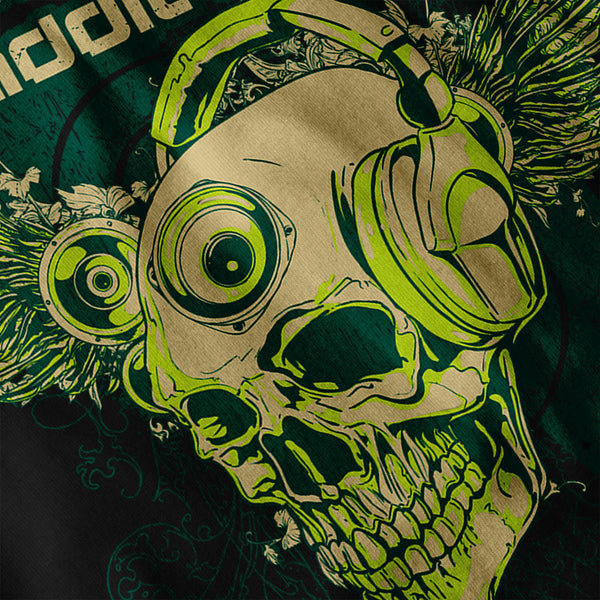 DJ Headphones Skull Mens Long Sleeve T-Shirt