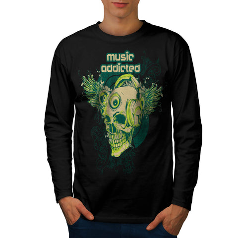 DJ Headphones Skull Mens Long Sleeve T-Shirt