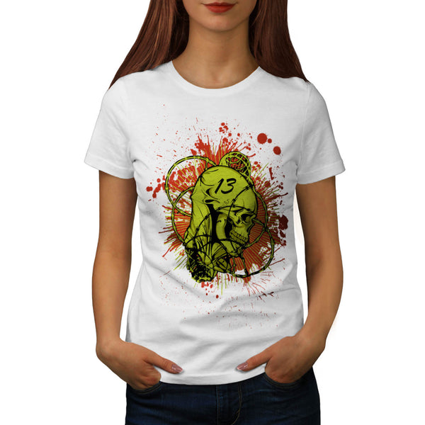 13 Evil Skull Barb Womens T-Shirt