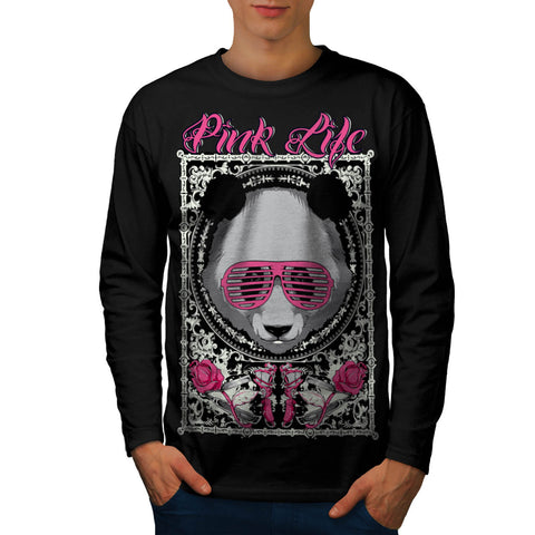 Pink Life Dream Panda Mens Long Sleeve T-Shirt