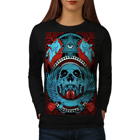 Illuminati Skull Myth Womens Long Sleeve T-Shirt