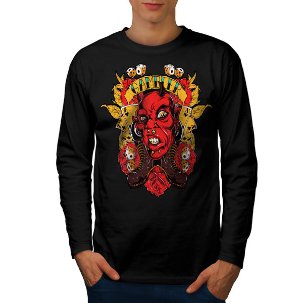 Gamble Sin City Devil Mens Long Sleeve T-Shirt