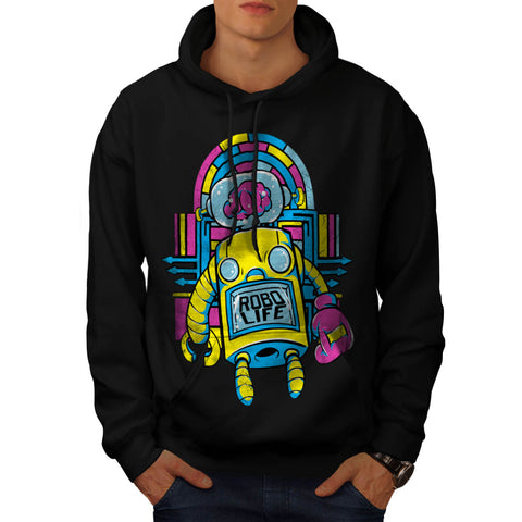 Robot Life Fighter Mens Hoodie