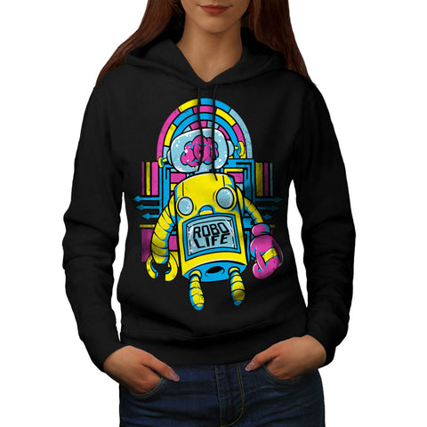 Robot Life Fighter Womens Hoodie