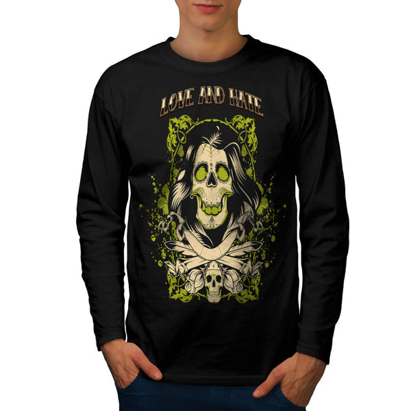 Evil Skull Hair Model Mens Long Sleeve T-Shirt