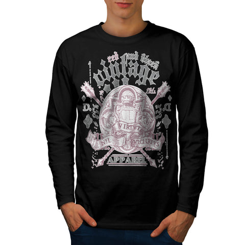 Red Black Vintage Mens Long Sleeve T-Shirt