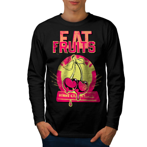 Eat Fruit Cherry Drop Mens Long Sleeve T-Shirt