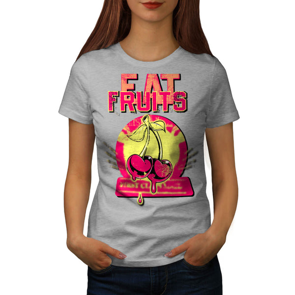Eat Fruit Cherry Drop Womens T-Shirt