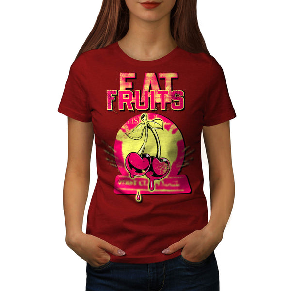 Eat Fruit Cherry Drop Womens T-Shirt