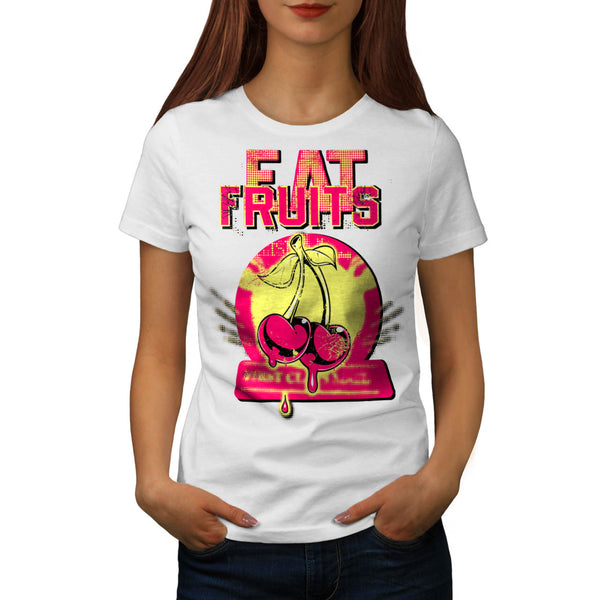 Eat Fruit Cherry Drop Womens T-Shirt