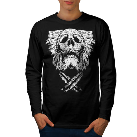 Indian Culture Skull Mens Long Sleeve T-Shirt