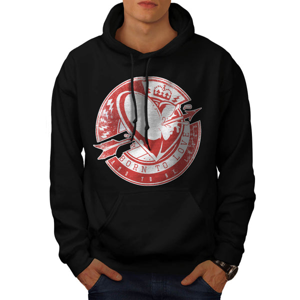 Born To Love Heart Mens Hoodie