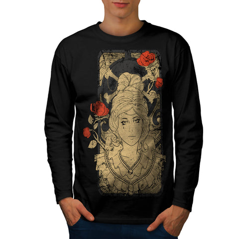 Lady Queen Tear Card Mens Long Sleeve T-Shirt