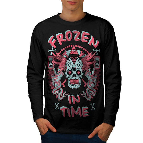 Frozen In Time Skull Mens Long Sleeve T-Shirt