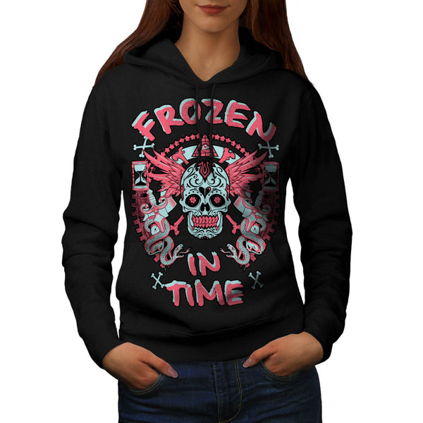 Frozen In Time Skull Womens Hoodie