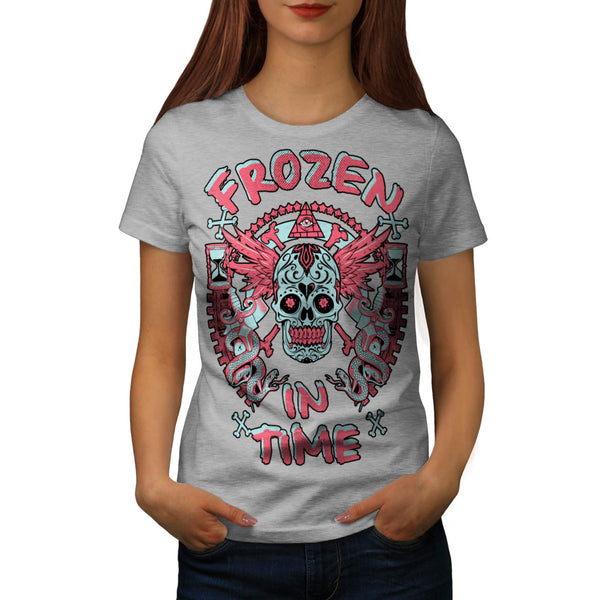 Frozen In Time Skull Womens T-Shirt