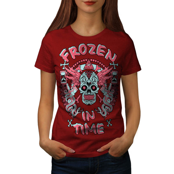 Frozen In Time Skull Womens T-Shirt