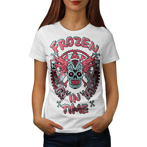 Frozen In Time Skull Womens T-Shirt