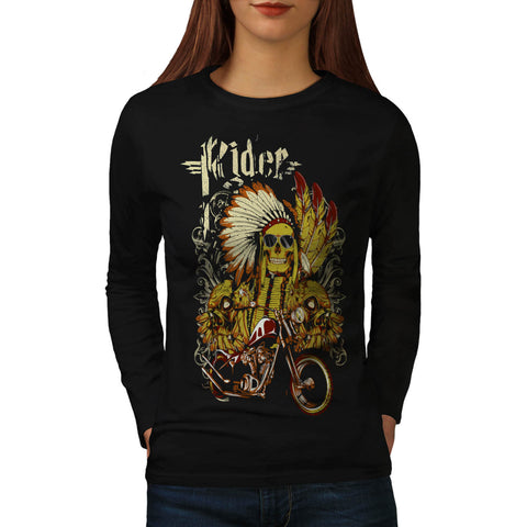 Indian Bike Rider USA Womens Long Sleeve T-Shirt