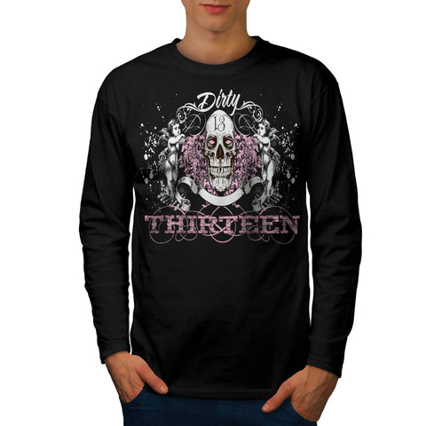 Dirty Devil Skull 13 Mens Long Sleeve T-Shirt