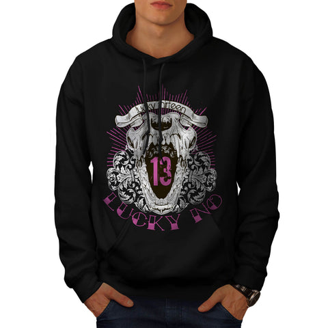 Lucky Number 13 Grin Mens Hoodie