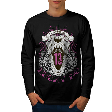 Lucky Number 13 Grin Mens Long Sleeve T-Shirt