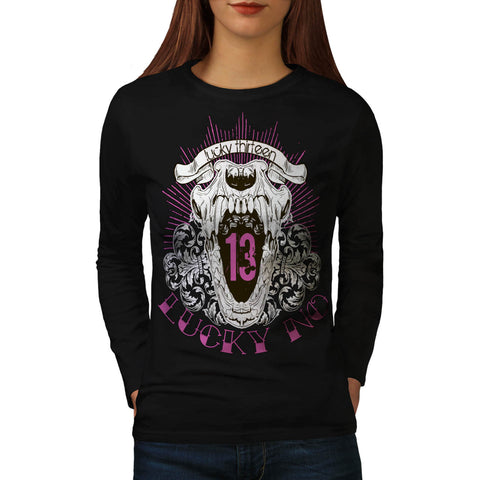 Lucky Number 13 Grin Womens Long Sleeve T-Shirt