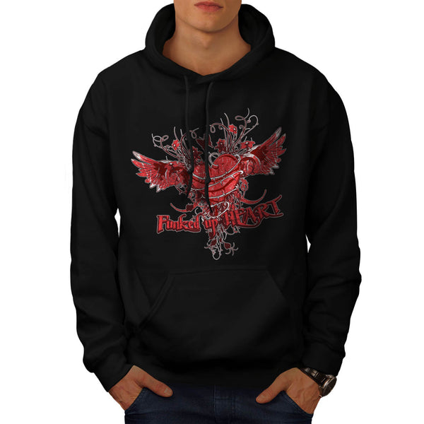 Funked Up Heart Love Mens Hoodie