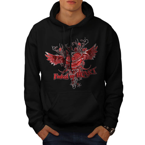 Funked Up Heart Love Mens Hoodie