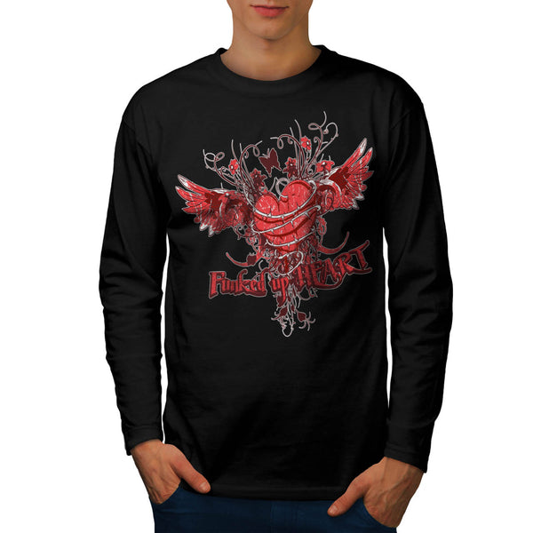 Funked Up Heart Love Mens Long Sleeve T-Shirt