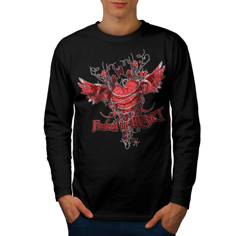 Funked Up Heart Love Mens Long Sleeve T-Shirt