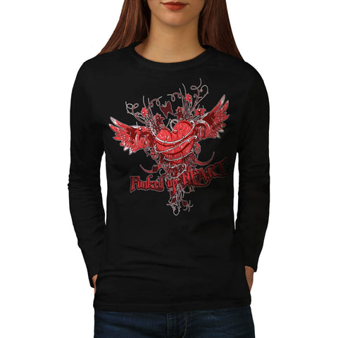 Funked Up Heart Love Womens Long Sleeve T-Shirt