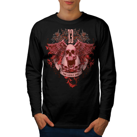 Ghost Lucky Skull Mens Long Sleeve T-Shirt