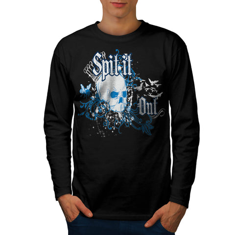 Skull Spit It Out Jaw Mens Long Sleeve T-Shirt
